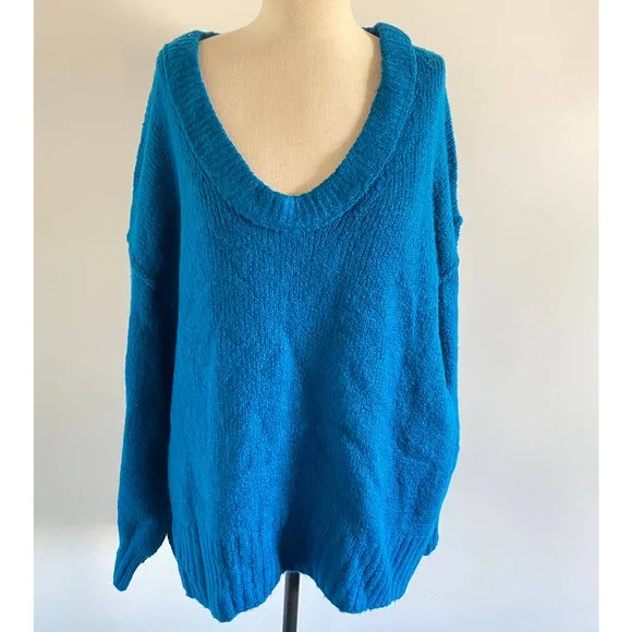 Free People Brookside Tunic Sweater In Halcyon Blue  OB1153857 - Picture 2 of 7